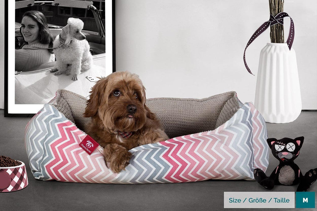 This dog bed features a luxurious high quality fabric outer, Innovative Memo-Bounce filling, removable base cushion, machine washable fabrics and fillings, a stain resistant protective treatment, an anti-slip base and a decorative top stitch. 