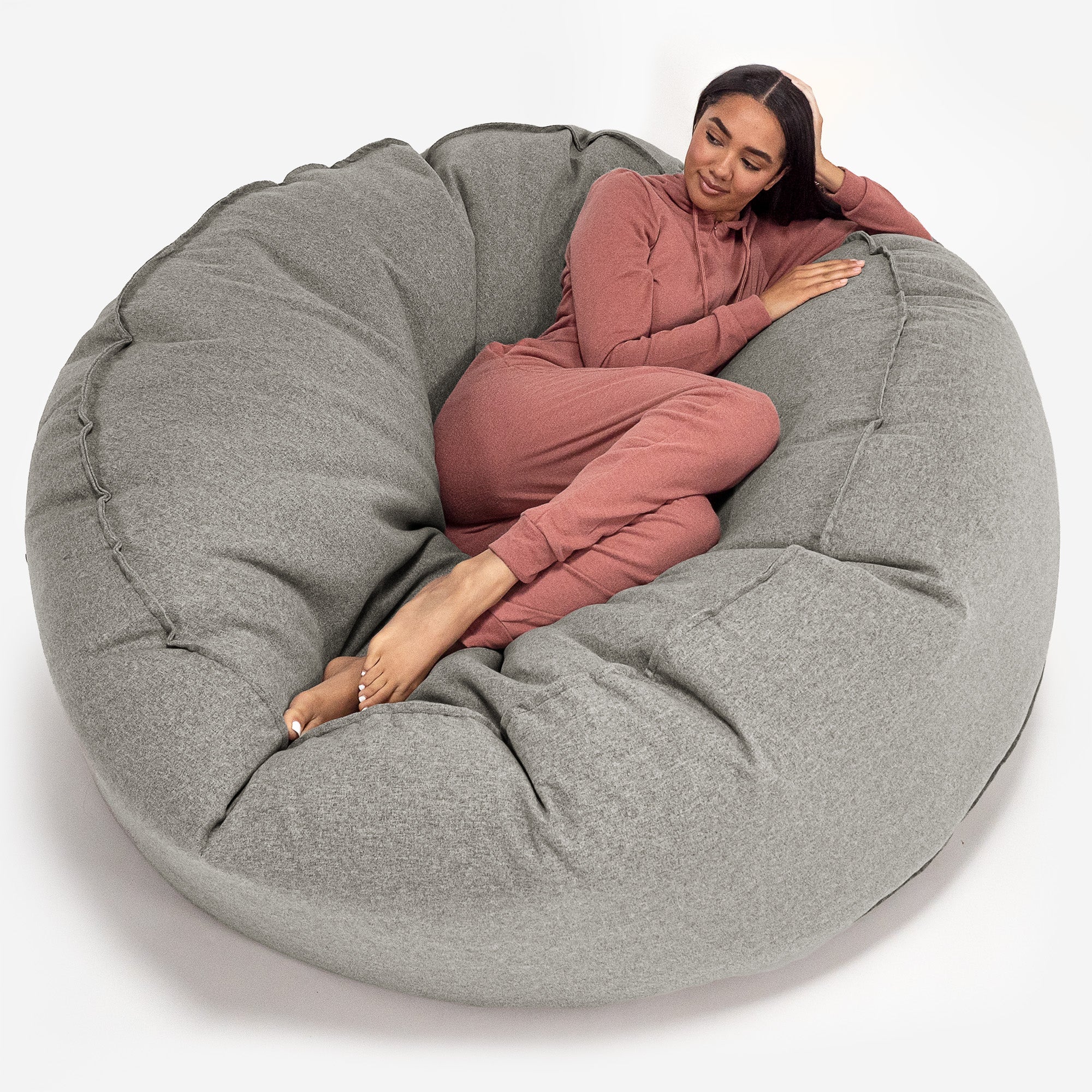 LOUNGE PUG Silver Giant Bean Bag Couch Mega Mammoth Beanbag Wool