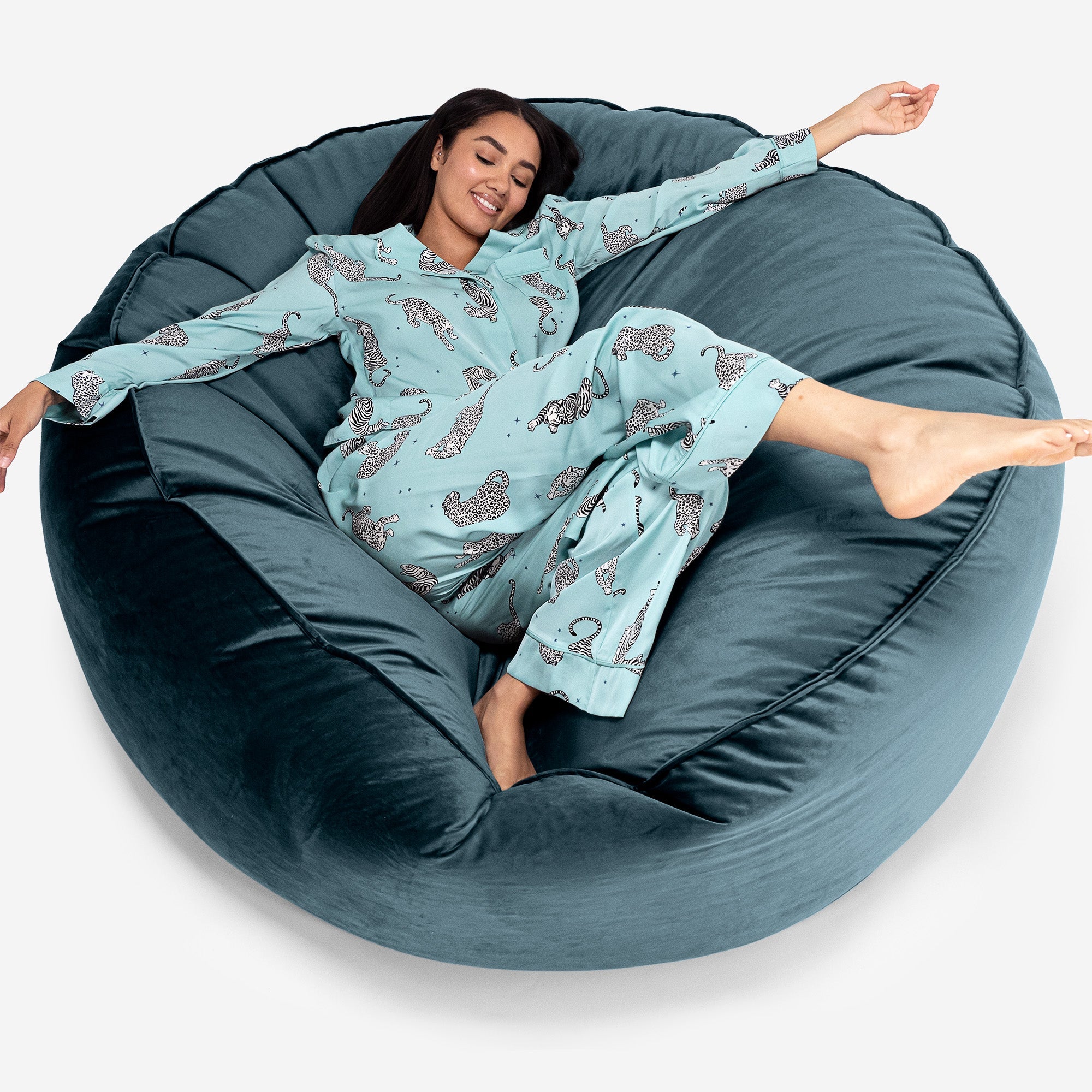 Mega Mammoth Bean Bag Couch Velvet Teal